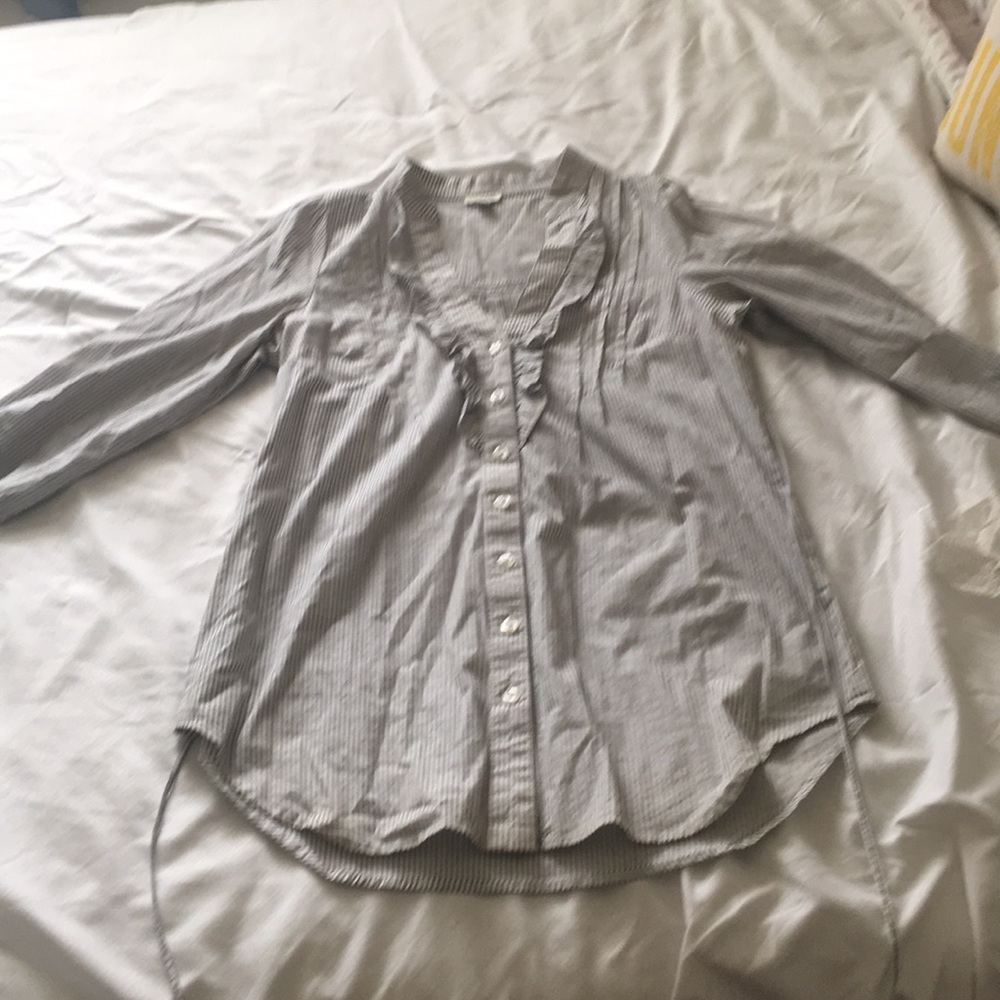 Anthropologie Tunic Top, White w/Blue Stripe, Sz 8